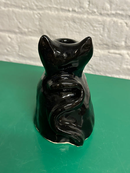 black cat candlestick holder