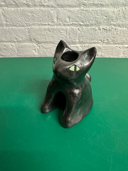 gray cat candlestick holder