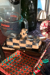 brown speckle butter dish