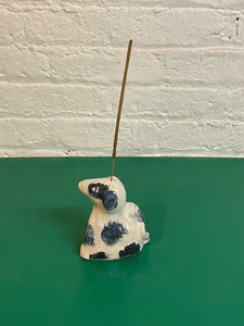 blue and white dalmatian incense holder